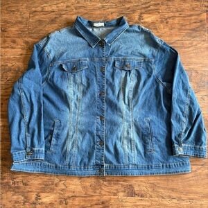 Agnes Orinda Denim Jean Jacket Women's 5X Buttons Pockets Stretch Long Sleeves